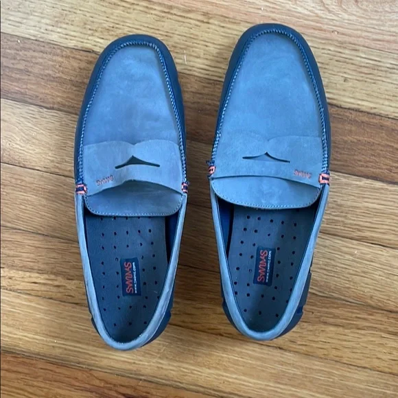 SWIMS Mens Size 13 Printed Slip On Ensign Blue Penny Loafers Shoes SWIMS Mens Size 9 Ensign Blue Printed Penny Shoes Loafers  main image 2